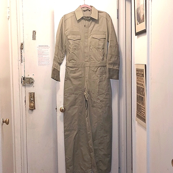 ZARA BEIGE FULL GABARDINE JUMPSUIT - Picture 5 of 9